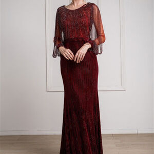 Burgundy Sequined Long Prom Dress AC2019-0008